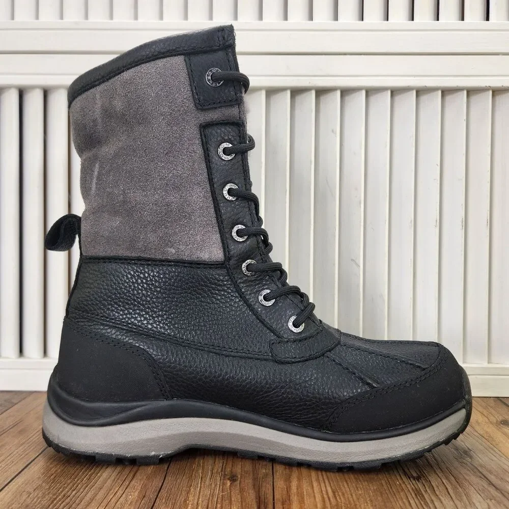 UGG Adirondack III Snow Boots Women's 8 Black Rubber Waterproof Shearling Lined